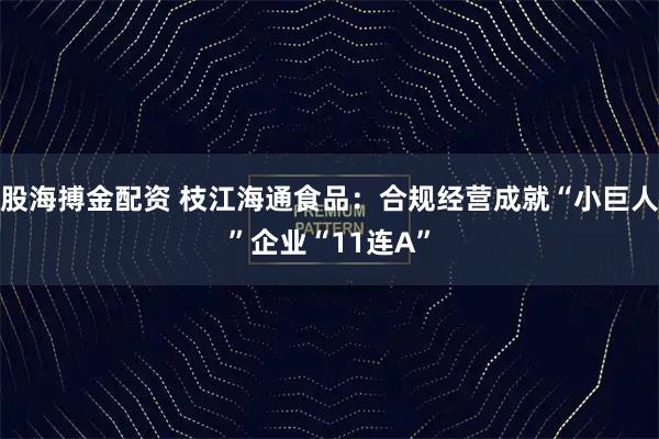 股海搏金配资 枝江海通食品：合规经营成就“小巨人”企业“11连A”