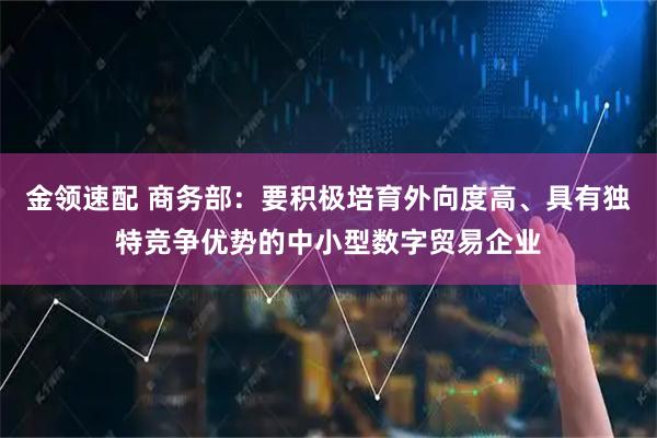 金领速配 商务部：要积极培育外向度高、具有独特竞争优势的中小型数字贸易企业